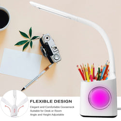 LED Desk Lamp with USB Charging Port and Calendar