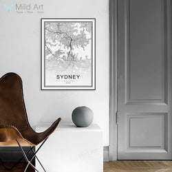 Black & White City Map Poster Print