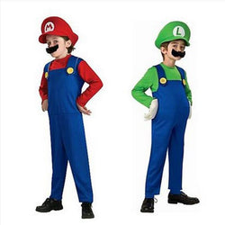 Cosplay Adults and Kids Super Mario Bros Cosplay Dance Costume Set Children Halloween Party MARIO & LUIGI Costume for Kids Gifts