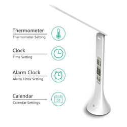 LED Desk Foldable Lamp with Calendar Temperature Alarm Clock