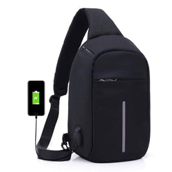 Anti-theft Sling Shoulder Bag with External USB ChargeBLACK 