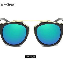 Cat Eye Mirror Sunglassesblack green 
