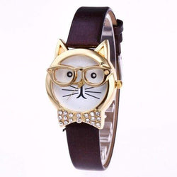 Cat Glasses Wrist WatchCoffee 