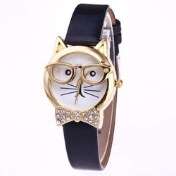Cat with Glasses Ladies WatchBlack 