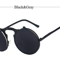 Classic Retro Steampunk SunglassesBlack Gray 