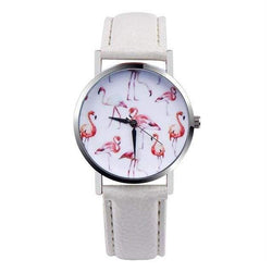 Flamingo Leather WristwatchWhite 