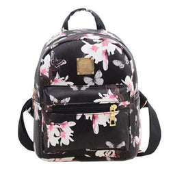 Floral Leather BackpackBlack 