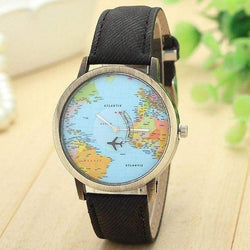 Global Travel By Plane WatchBlack 