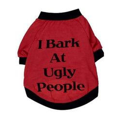 'I Bark At Ugly People' Dog ClothesRed L 