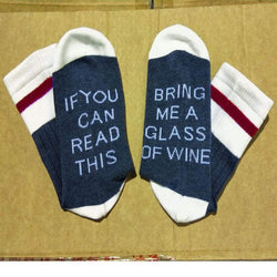 If You Can Read This Bring Me A Glass of Wine Socks 