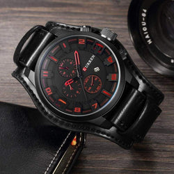 Leather Band Sports Watch 