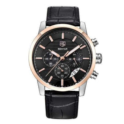 Leather Business Watchrose gold black 