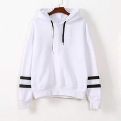 Long Sleeve Hoodie O-Neck PulloverWhite L 