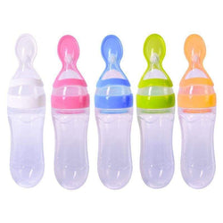 One Hand Baby Feeding Squeezing Silicone Bottle 
