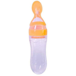 One Hand Baby Feeding Squeezing Silicone BottleYellow 