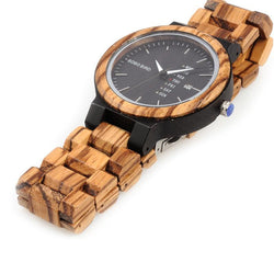 Bambu Quartz Wooden Watch Week Display 