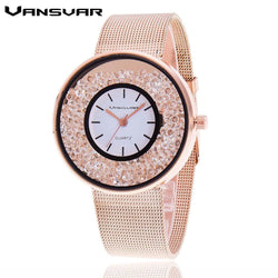 Fashion Stainless Steel Women Rhinestone Watch