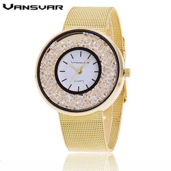 Fashion Stainless Steel Women Rhinestone Watch
