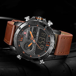 Leather Sports Waterproof Military Watch