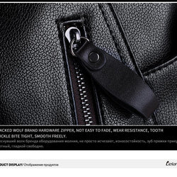 Leather Backpack with External USB Charger