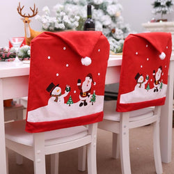 Christmas Chairs Cover Santa Claus Cap 