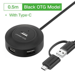 4 Port High Speed USB 2.0 Hub0.5m Black OTG-1 