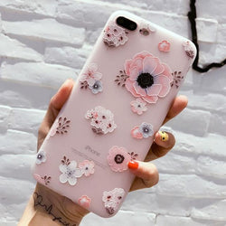 Flower Silicon Phone Case For iPhone 7 8 Plus XS Max XR  X 8 7 6 6S Plus 5 SE