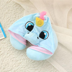 Hooded Unicorn Neck PillowBlue 