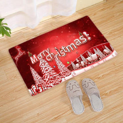 Christmas Door Mat Santa Claus Flannel Carpet DecorationsA 60x40CM 