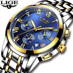 Lige Waterproof Stainless Steel Watch