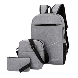 3 Piece USB Charging Canvas Anti Theft Backpack Set