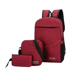 3 Piece USB Charging Canvas Anti Theft Backpack Set