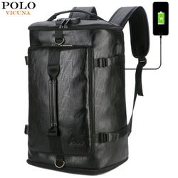 New Anti-theft Leather Man Backpack with Password Lock and USB Charging Port