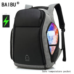 17 inches Laptop Anti-theft Backpack Water Repellent Multifunct Rucksack with USB Charging