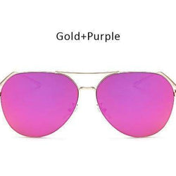 Rose Gold Mirror Aviation Sunglassesgold purple 