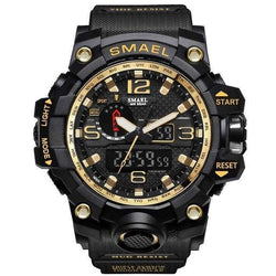 Sports Watch Dual Display Analog/Digital LEDBlack Gold 