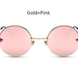 Steampunk Round Mirror Sunglassesgold pink 