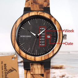 Wood Watch with Week Display 