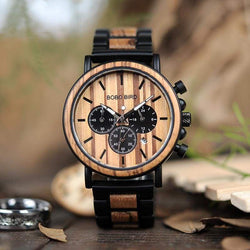 Wooden and Stainless Steel Watch 