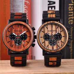 Wooden and Stainless Steel Watch 